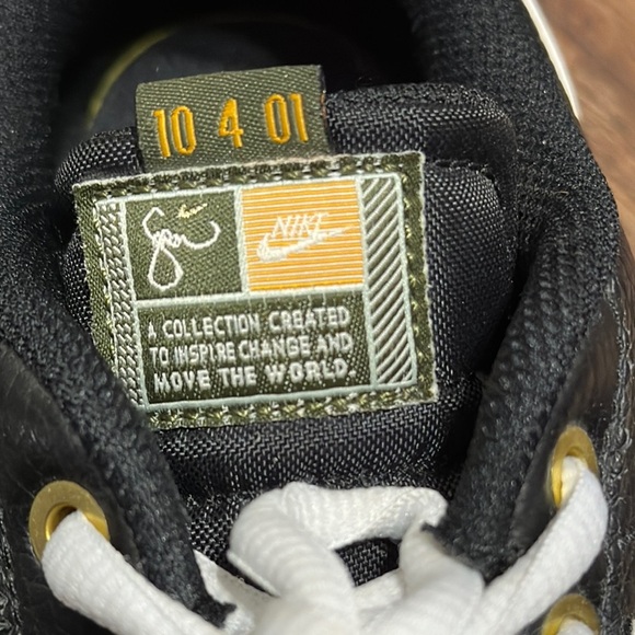 Black and White Sneakers with Gold Accents - Picture 6 of 7